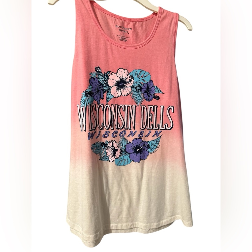 Southern Spirit Floral Dip-Dye Tank – Pink/White – Women’s Small